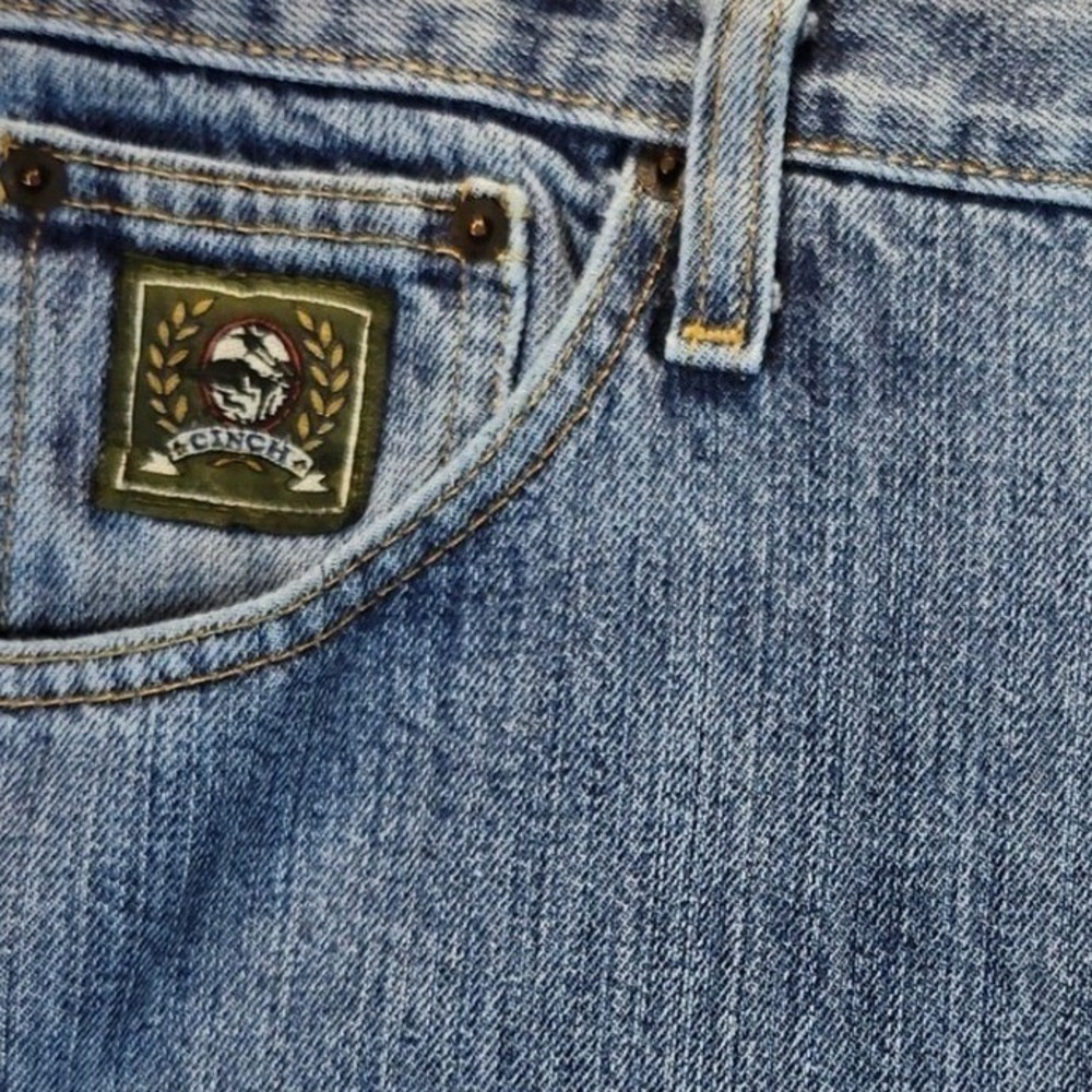 Cinch Green Label Men Jeans 36x32 Blue Denim Classic Fit Straight Leg Distressed - Picture 6 of 13